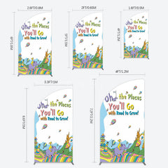 Aperturee - Aperturee Color The Places You Will Go Birthday Half Moon Arch Backdrop