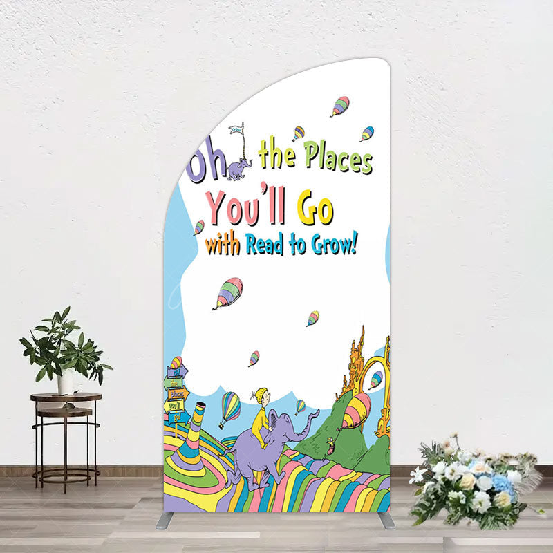 Aperturee - Aperturee Color The Places You Will Go Birthday Half Moon Arch Backdrop