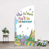 Aperturee - Aperturee Color The Places You Will Go Birthday Half Moon Arch Backdrop