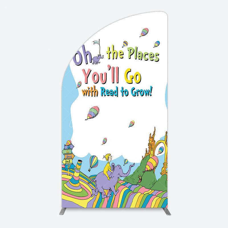 Aperturee - Aperturee Color The Places You Will Go Birthday Half Moon Arch Backdrop