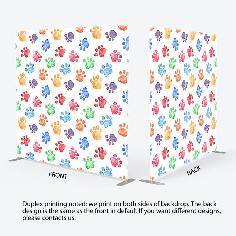 Aperturee - Aperturee Color Watercolor Pet Paw Print Square Tension Backdrop