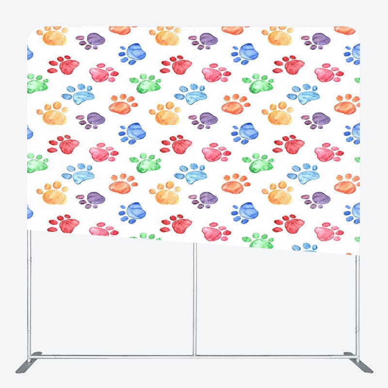 Aperturee - Aperturee Color Watercolor Pet Paw Print Square Tension Backdrop