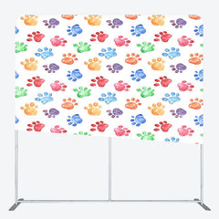 Aperturee - Aperturee Color Watercolor Pet Paw Print Square Tension Backdrop