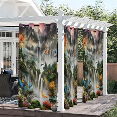 Aperturee - Aperturee Colored Draw Waterproof Printed Outdoor Curtains