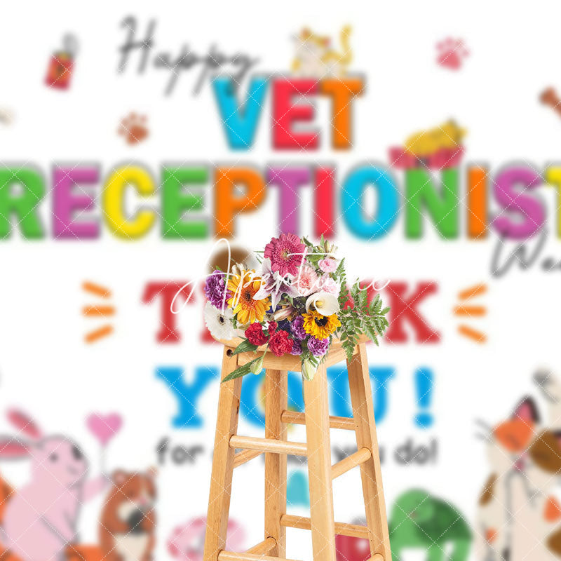 Aperturee - Aperturee Colored Happy Vet Receptionist Thank You Backdrop