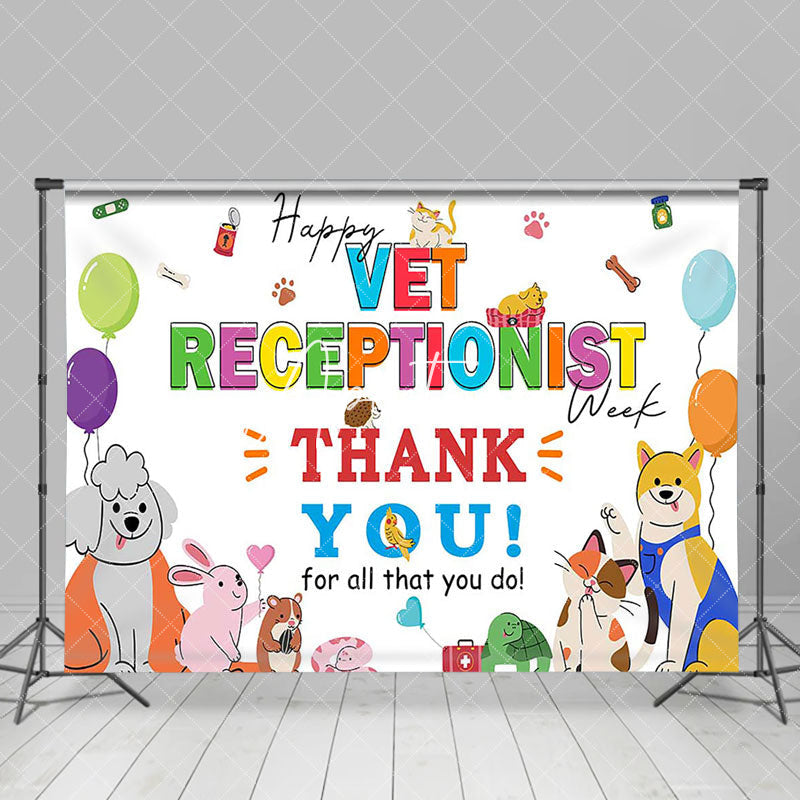Aperturee - Aperturee Colored Happy Vet Receptionist Thank You Backdrop