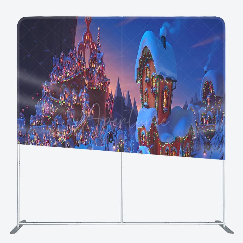 Aperturee - Aperturee Colored Light Village Christmas Pillow Cover Backdrop