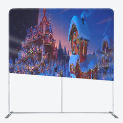 Aperturee - Aperturee Colored Light Village Christmas Pillow Cover Backdrop