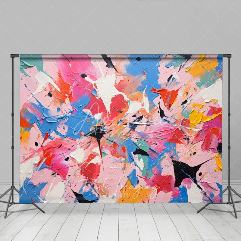Aperturee - Aperturee Colorful Abstract Paint Splatter Photography Backdrop Vibrant Artistic Party Decor for Kids and Adults