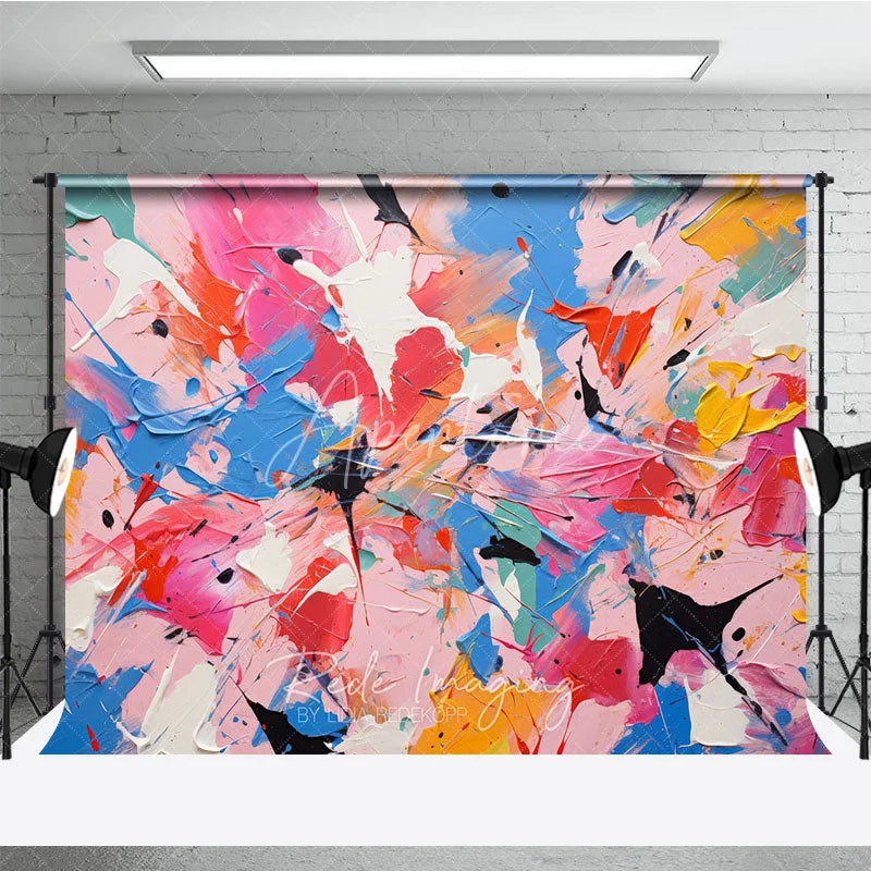 Aperturee - Aperturee Colorful Abstract Paint Splatter Photography Backdrop Vibrant Artistic Party Decor for Kids and Adults