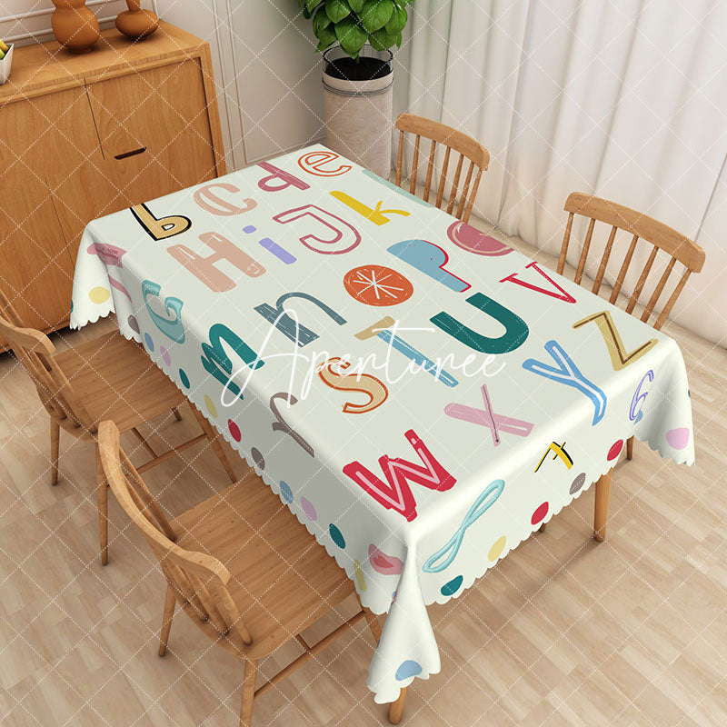 Aperturee - Aperturee Colorful Alphabet Rectangle Tablecloth For Kids