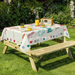 Aperturee - Aperturee Colorful Alphabet Rectangle Tablecloth For Kids