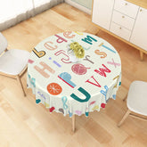 Aperturee - Aperturee Colorful Alphabet Round Tablecloth Educational ABC Design for Kids Birthday Party or Classroom Decor
