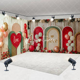 Aperturee - Aperturee Colorful Arch Balloon Valentines Day Room Set Backdrop