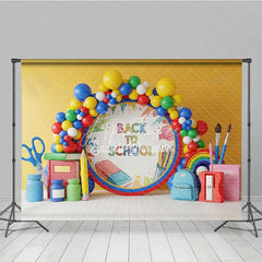 Aperturee - Aperturee Colorful Art Class Back To School Backdrop Paint Splatter Scissors Balloons Background Student Photography Prop