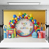 Aperturee - Aperturee Colorful Art Class Back To School Backdrop Paint Splatter Scissors Balloons Background Student Photography Prop