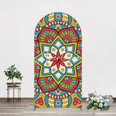 Aperturee - Aperturee Colorful Artistic Floral Mandala Lohri Arch Backdrop
