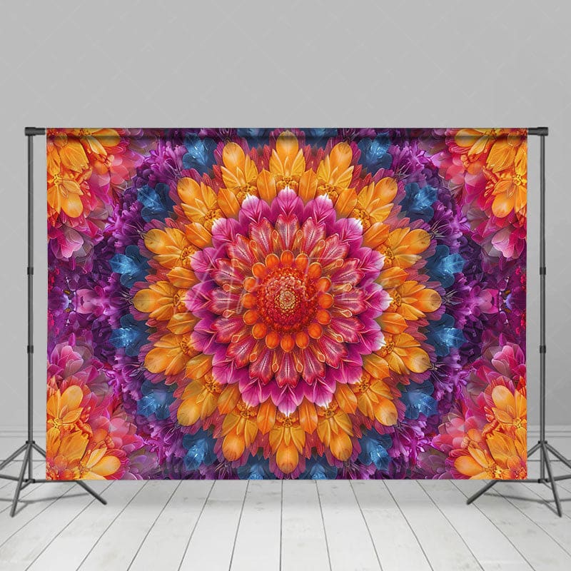 Aperturee - Aperturee Colorful Artistic Mandala Flower Fine Art Backdrop