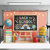 Aperturee - Aperturee Colorful Back to School Blackboard Photography Backdrop with Globe Books and Pencils for Kids’ Educational Photos