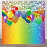 Aperturee - Aperturee Colorful Balloons Glitter Lighted Square Backdrop