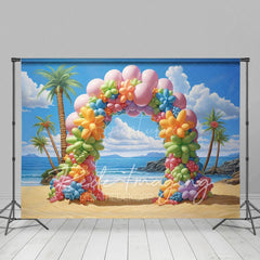 Aperturee - Aperturee Colorful Beach Balloon Arch Summer Photo Backdrop