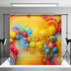Aperturee - Aperturee Colorful Beads Rainbow Trip Cake Smash Photo Backdrop