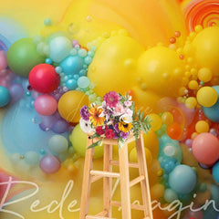 Aperturee - Aperturee Colorful Beads Rainbow Trip Cake Smash Photo Backdrop