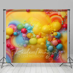 Aperturee - Aperturee Colorful Beads Rainbow Trip Cake Smash Photo Backdrop