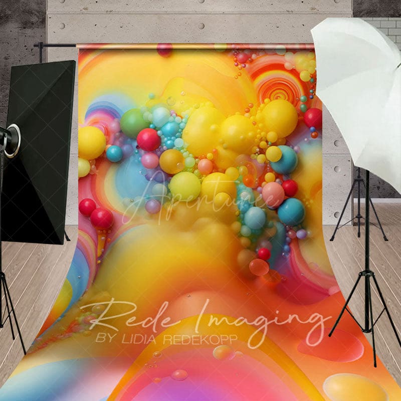 Aperturee - Aperturee Colorful Beads Rainbow Trip Cake Smash Sweep Backdrop