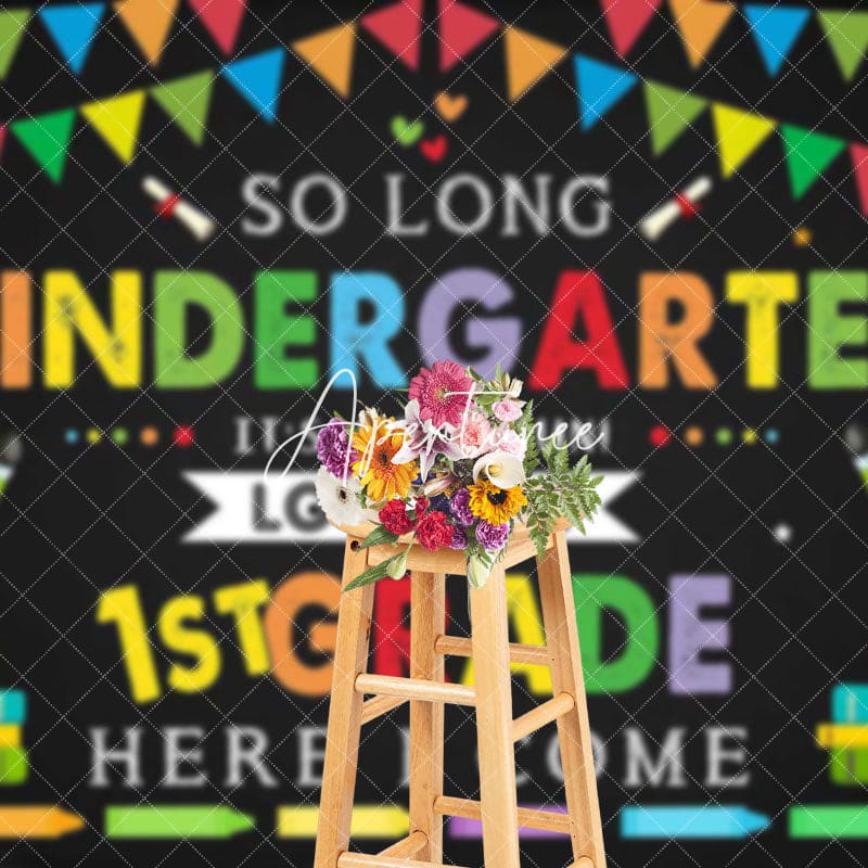 Aperturee - Aperturee Colorful Blackboard Kindergarten Graduation Backdrop