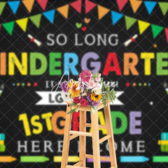 Aperturee - Aperturee Colorful Blackboard Kindergarten Graduation Backdrop