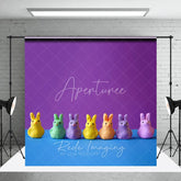 Aperturee - Aperturee Colorful Bunny Candies Easter Photography Backdrop Purple and Blue Pop Art Portrait Studio Background