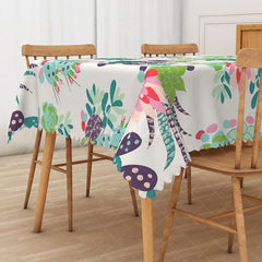 Aperturee - Aperturee Colorful Cactus and Floral Tablecloth for Fiesta Cinco de Mayo or Southwest Desert Themed Party