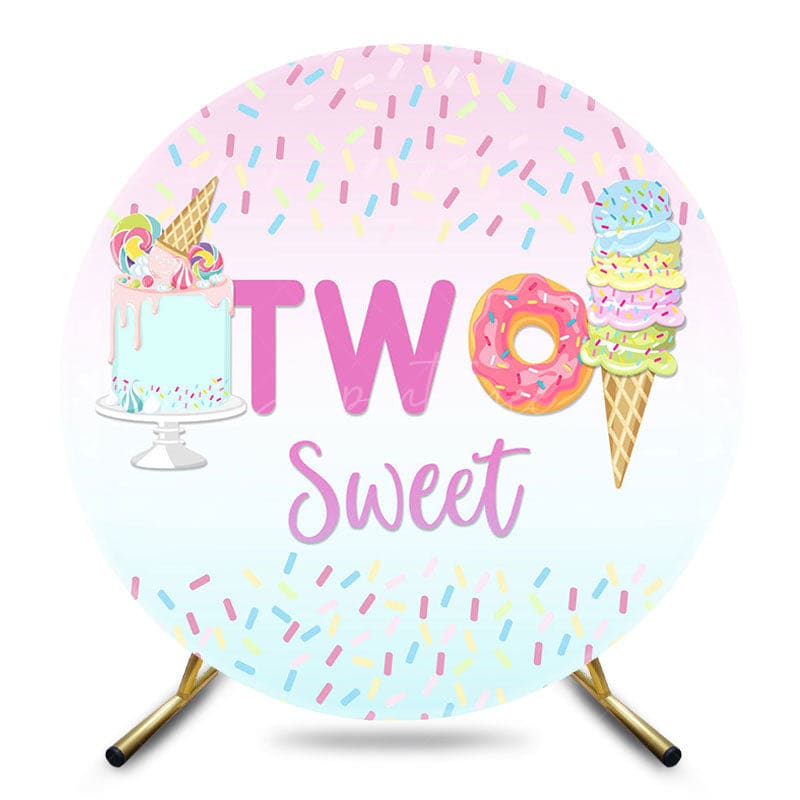 Aperturee - Aperturee Colorful Candy Ice Cream Two Sweet Round Backdrop