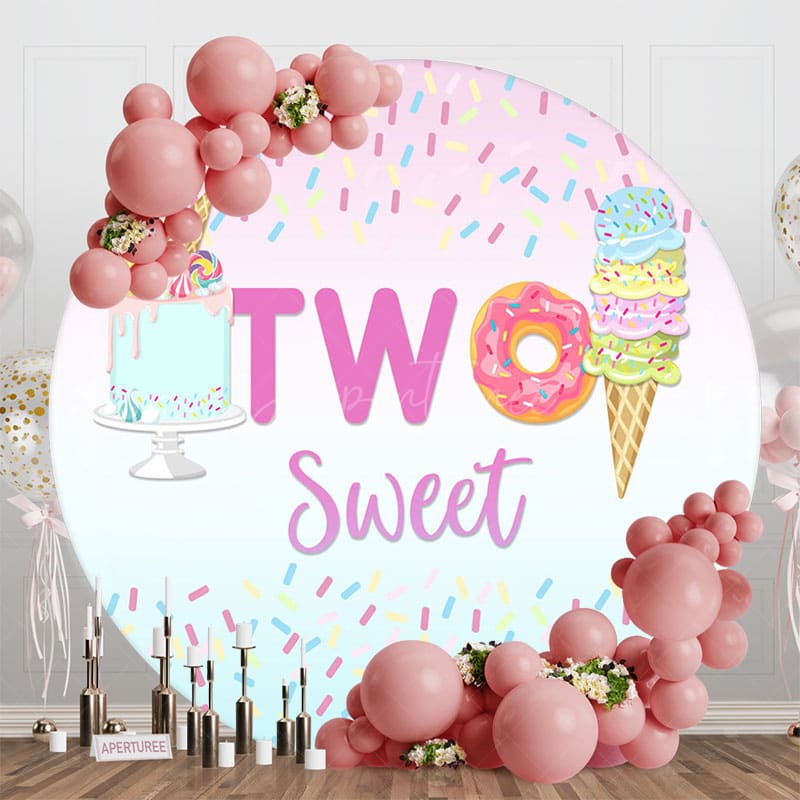 Aperturee - Aperturee Colorful Candy Ice Cream Two Sweet Round Backdrop