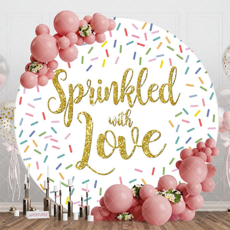 Aperturee - Aperturee Colorful Candy Sprinkled With Love Round Backdrop