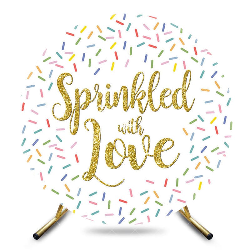 Aperturee - Aperturee Colorful Candy Sprinkled With Love Round Backdrop