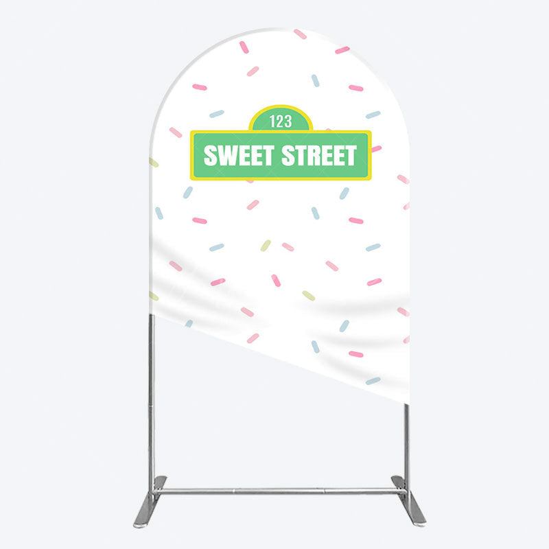 Aperturee - Aperturee Colorful Candy Sweet Street Birthday Arch Backdrop