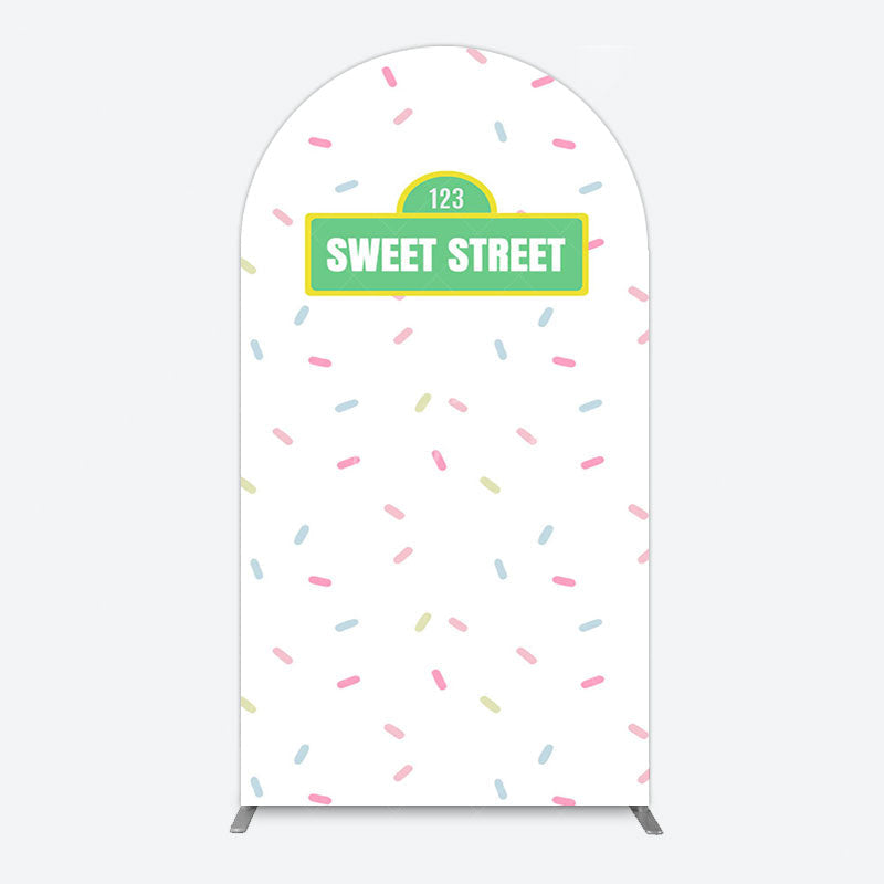Aperturee - Aperturee Colorful Candy Sweet Street Birthday Arch Backdrop