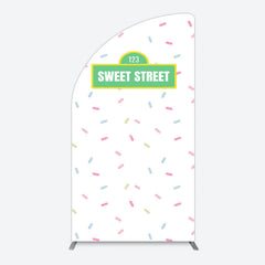 Aperturee - Aperturee Colorful Candy Sweet Street Birthday Half Moon Arch Backdrop