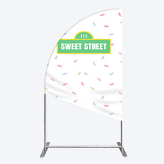 Aperturee - Aperturee Colorful Candy Sweet Street Birthday Half Moon Arch Backdrop