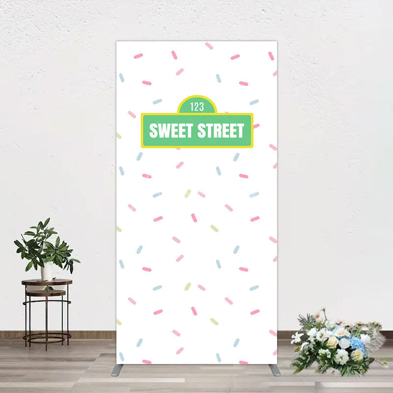 Aperturee - Aperturee Colorful Candy Sweet Street Birthday Rectangle Backdrop