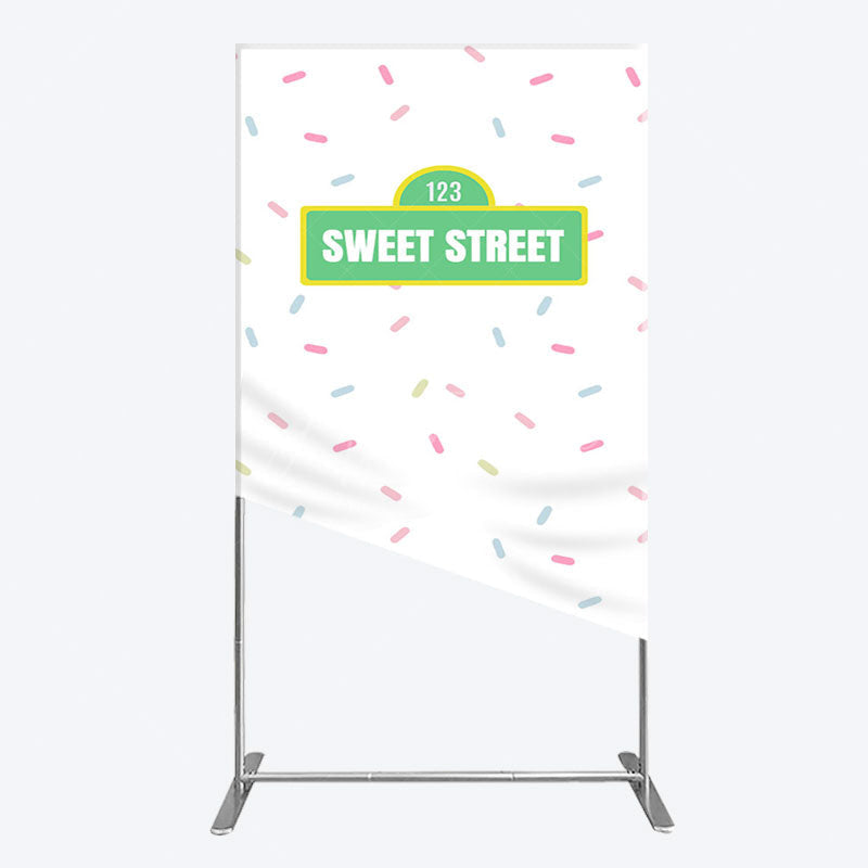 Aperturee - Aperturee Colorful Candy Sweet Street Birthday Rectangle Backdrop