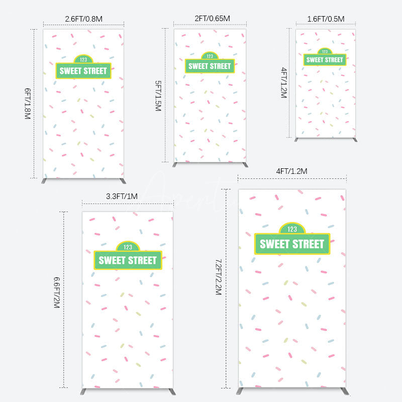 Aperturee - Aperturee Colorful Candy Sweet Street Birthday Rectangle Backdrop
