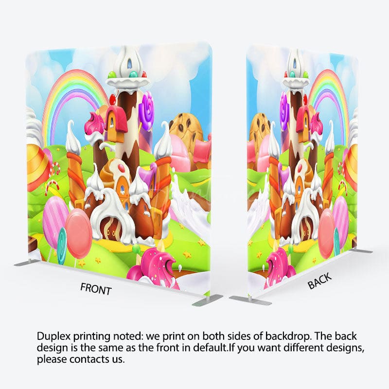 Aperturee - Aperturee Colorful Candyland Birthday Square Tension Backdrop