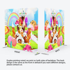 Aperturee - Aperturee Colorful Candyland Birthday Square Tension Backdrop