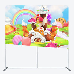 Aperturee - Aperturee Colorful Candyland Birthday Square Tension Backdrop