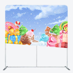 Aperturee - Aperturee Colorful Candyland Christmas Pillow Cover Backdrop