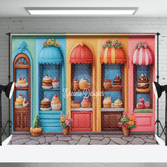 Aperturee - Aperturee Colorful Candyland Dessert House Cake Smash Backdrop