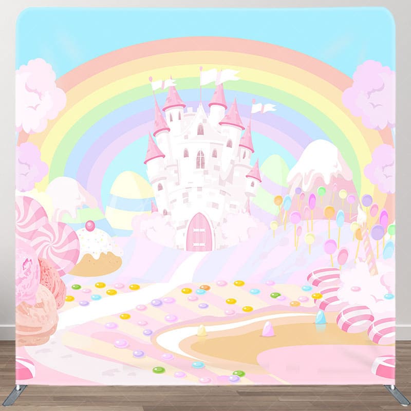 Aperturee - Aperturee Colorful Castle Candyland Square Tension Backdrop